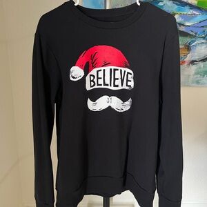 Black 'Believe' Santa Hat Sweatshirt